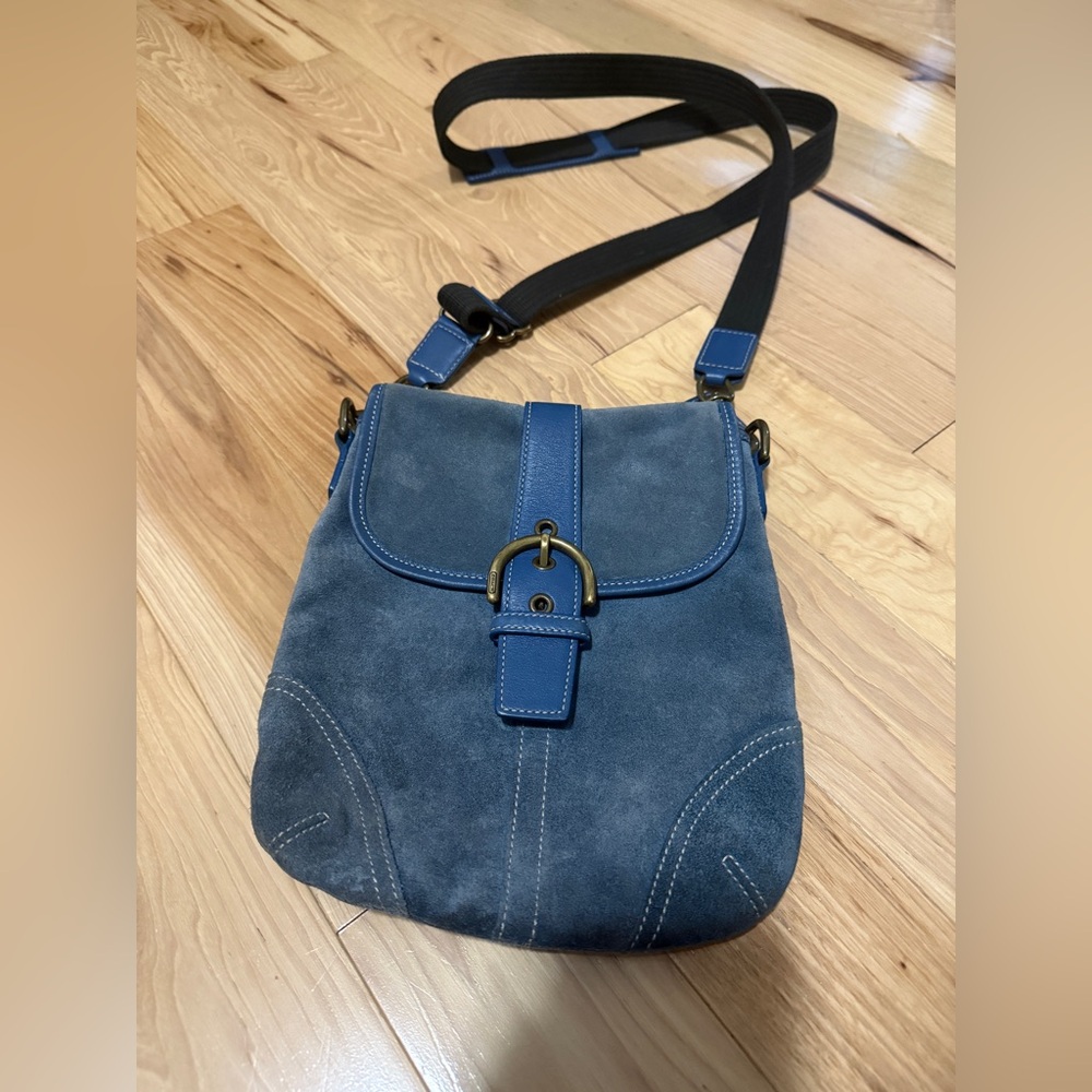 Coach Vintage Blue Suede Crossbody Bag